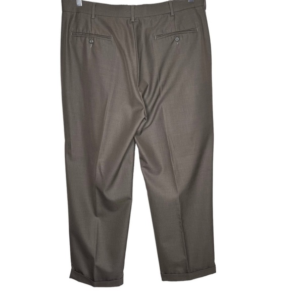 Perry Ellis America Taupe Pleated Front Cuffed Dress Slacks Pants Size 38 x 30 - Picture 3 of 12
